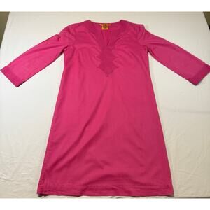 Tory Burch Pink Cotton Long Sleeve Safo Dress Size 8